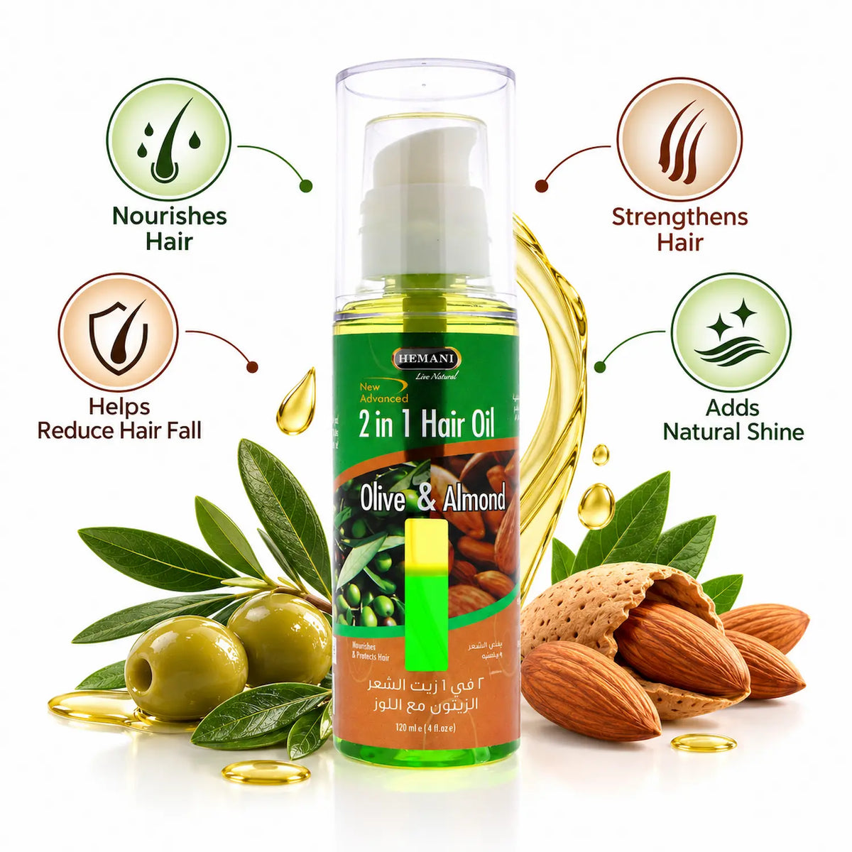 2in1 Hair Oil Olive & Almond for Nourishment & Shine