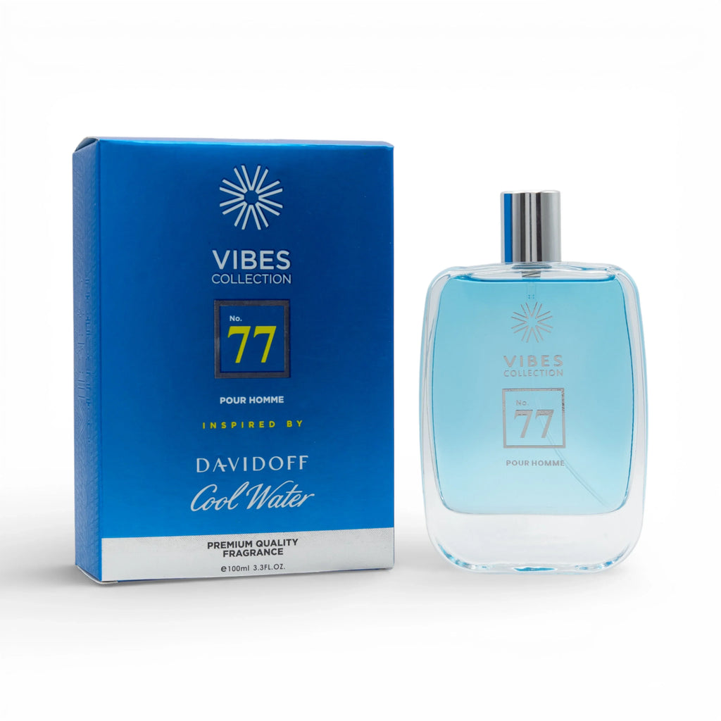 Vibes Collection No. 77 Pour Homme men's fragrance inspired by Davidoff Cool Water, 100ml