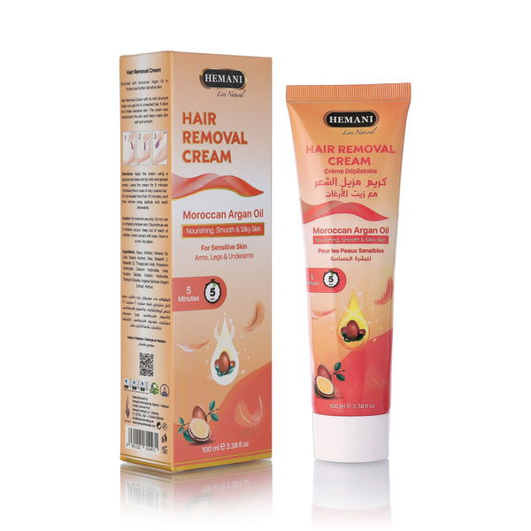 Hemani Hair Removal Cream with Moroccan Argan Oil for sensitive skin, arms, legs & underarms, 100ml