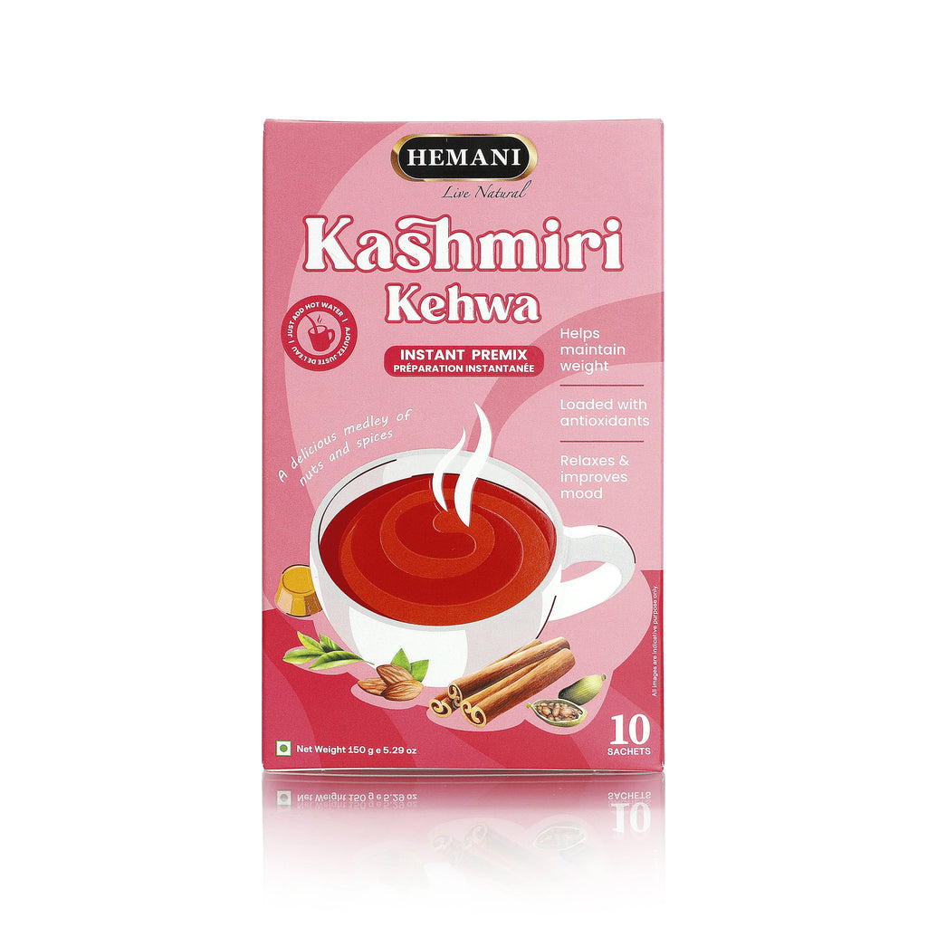 Kashmiri Kehwa instant herbal tea premix with nuts & spices, antioxidant-rich, relaxes mood, 10 sachets