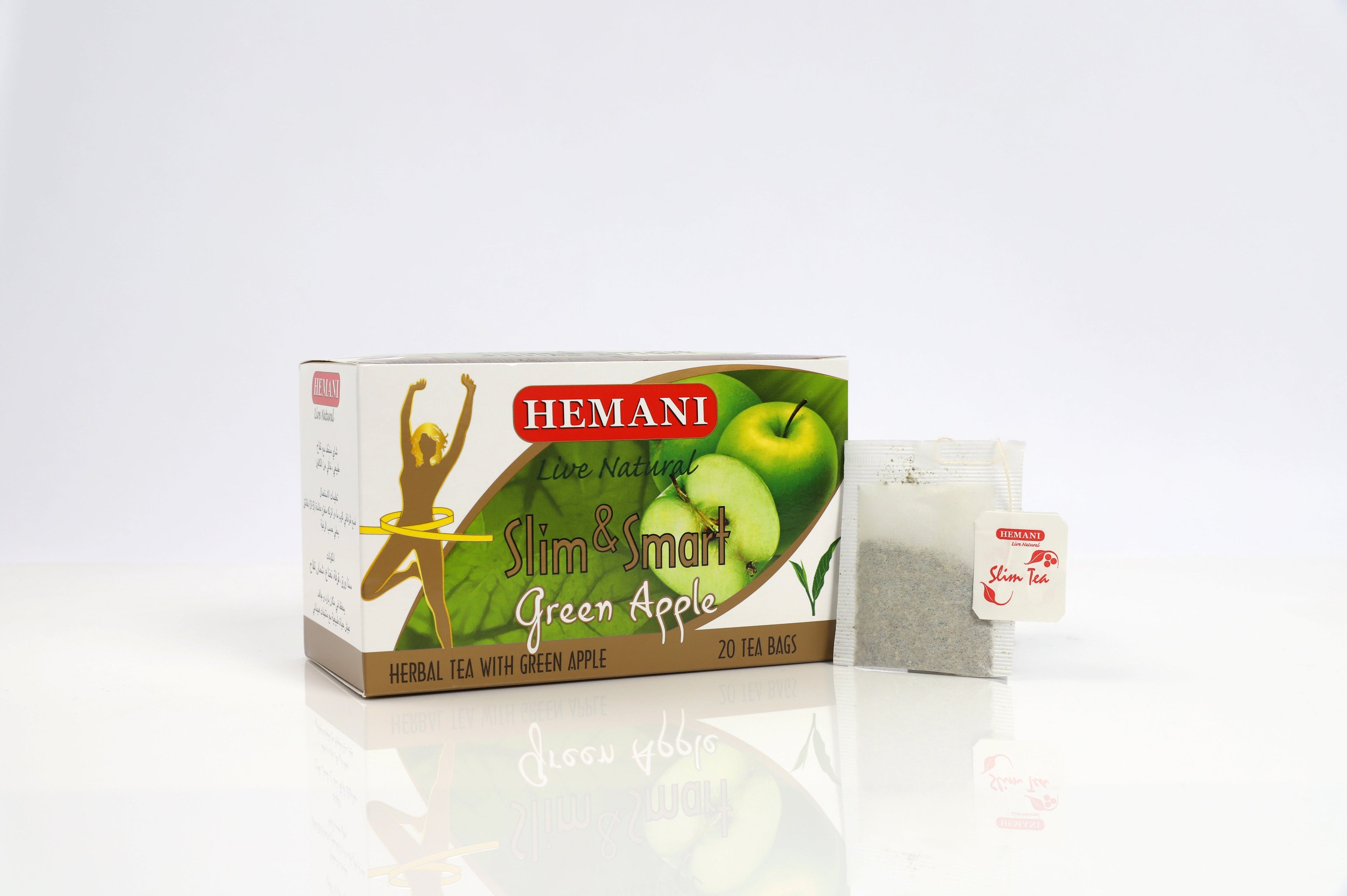 Slim & Smart Herbal Slim Tea with Green Apple Flavor 20 Tea Bags By Hemani Herbal