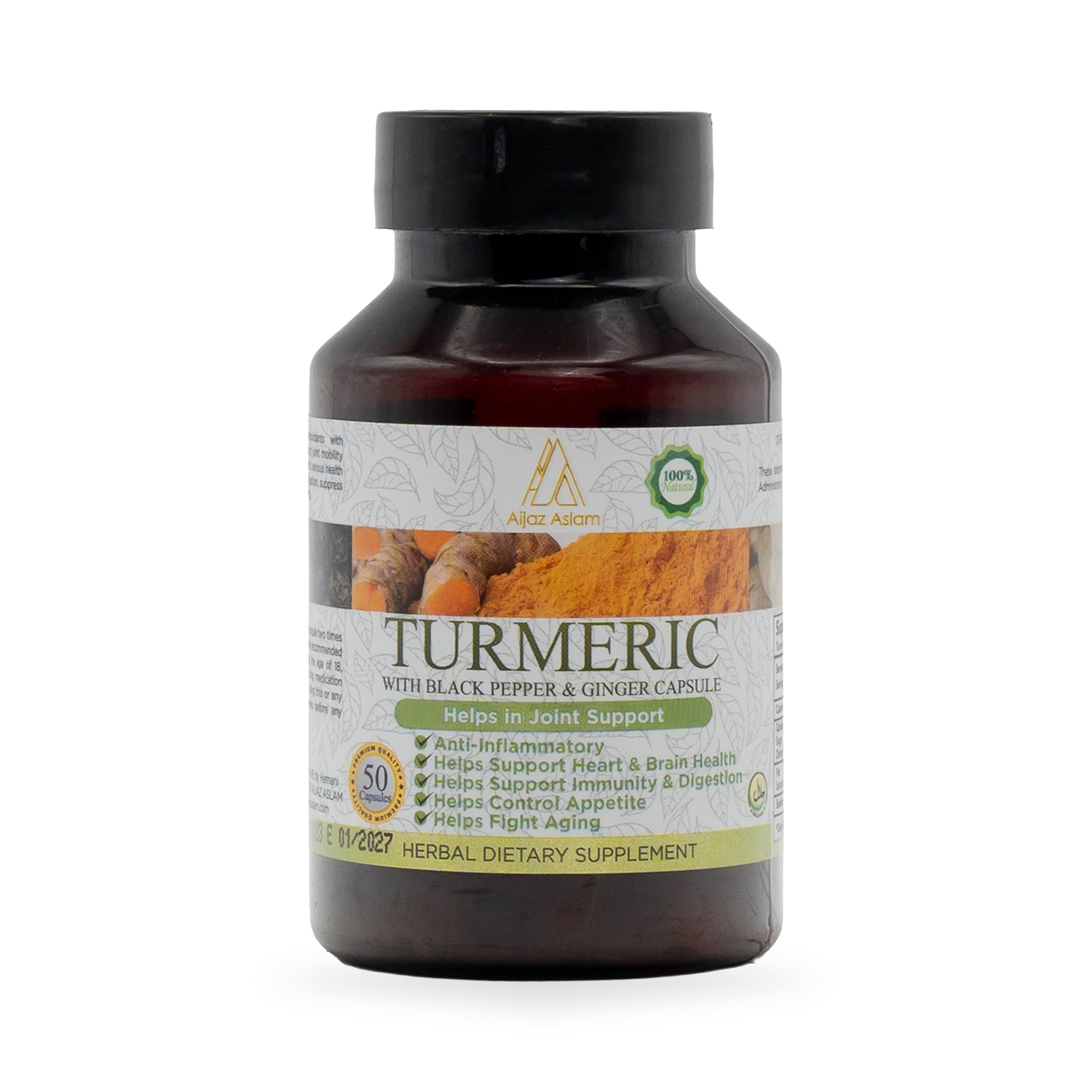 Herbal Dietary Supplement – Turmeric with Black Pepper & Ginger Oil Capsule| Aijaz Aslam