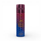 Royal Magic Pour Homme perfumed body spray with gradient purple-blue design and gold crown logo