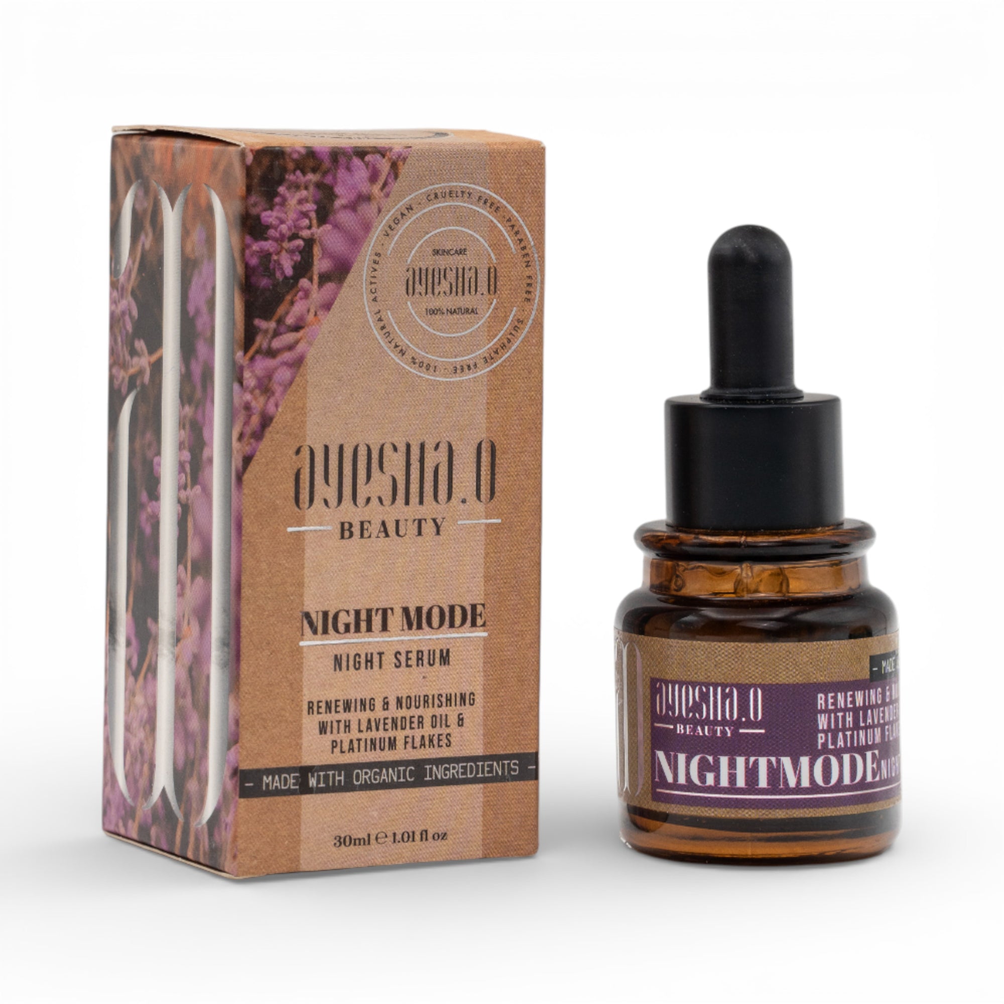 Night Mode - Face Serum with Lavender & Platinum Flakes | AO Beauty 30ml
