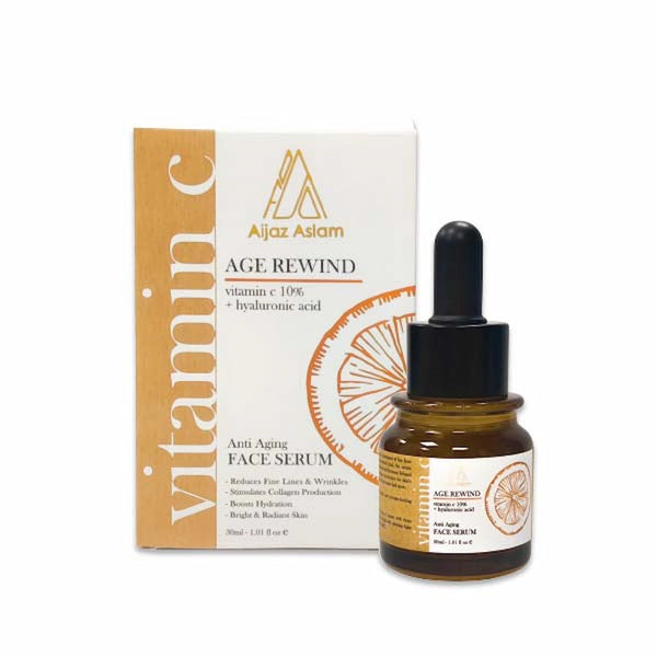 Age Rewind Face Serum with 10% Vitamin C & Hyaluronic Acid | Aijaz Aslam 30ml