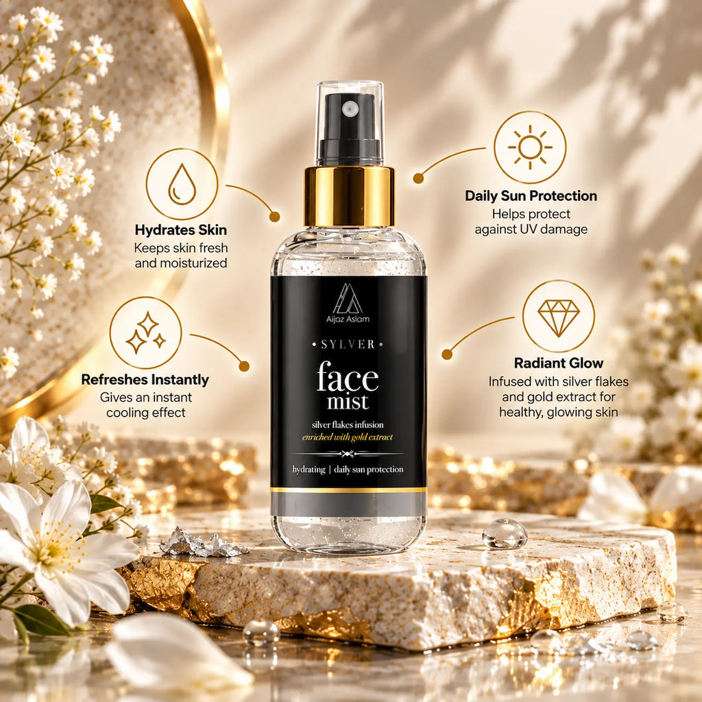 Sylver - Face Mist with Hyaluronic Acid, Silver Flakes & Gold | Aijaz Aslam 50ml