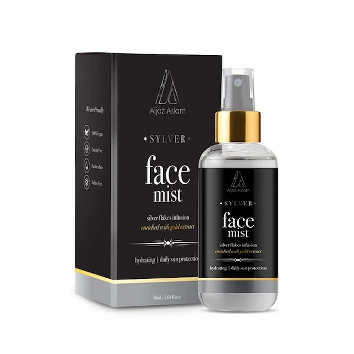 Sylver - Face Mist with Hyaluronic Acid, Silver Flakes & Gold | Aijaz Aslam 50ml