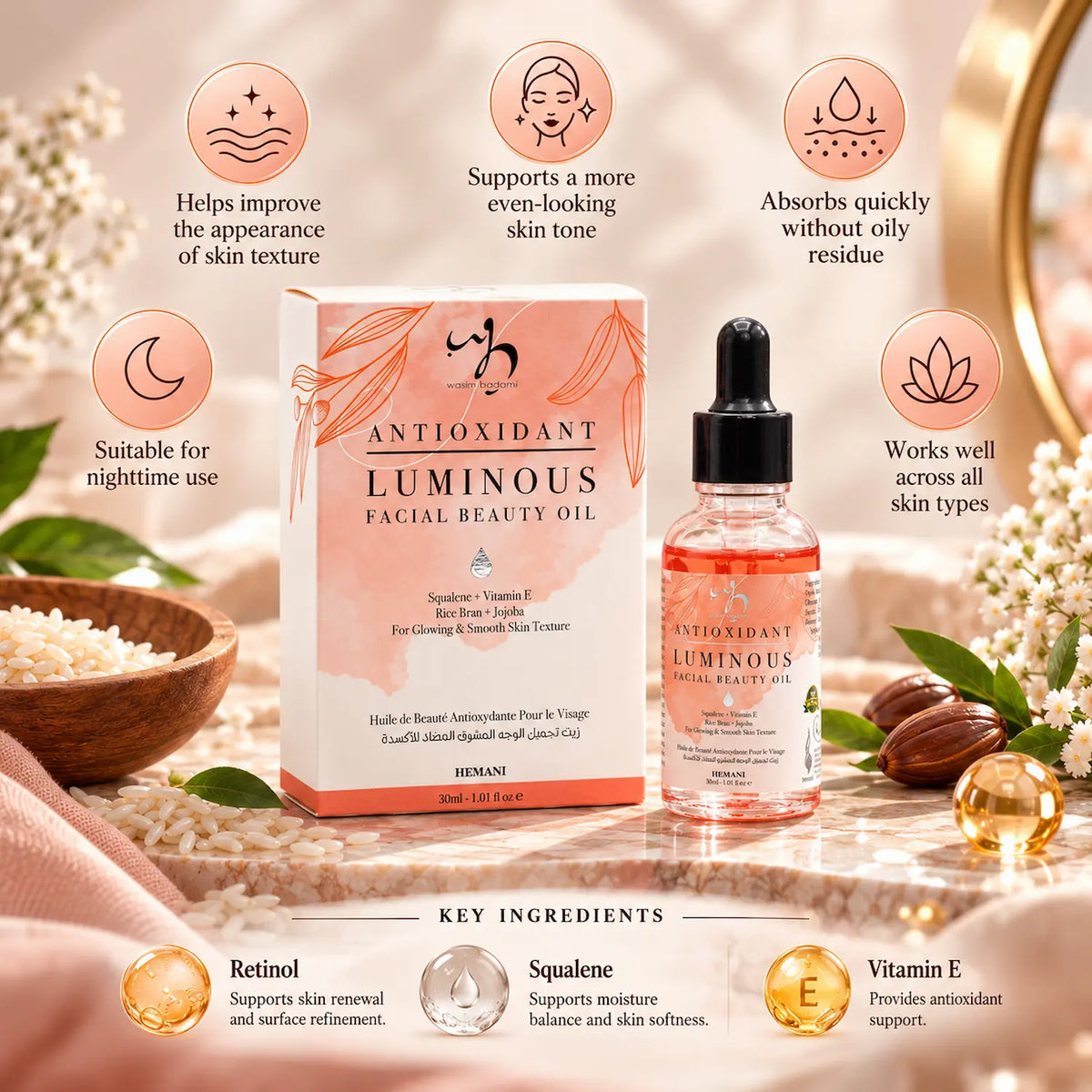 Antioxidant Luminous Facial Beauty Oil