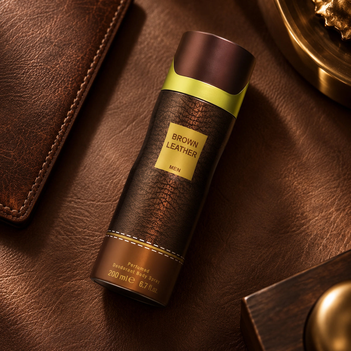 Brown Leather Body Spray for Men