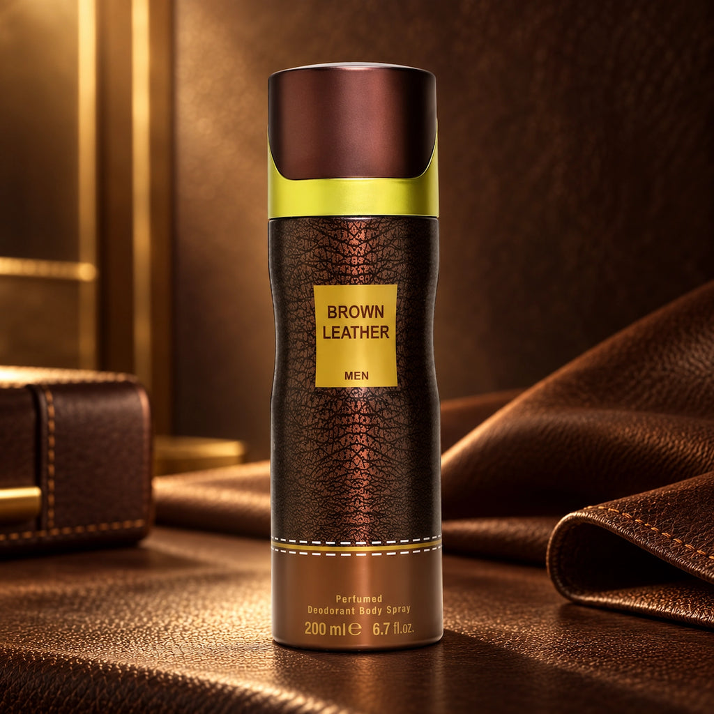 Brown Leather Body Spray for Men