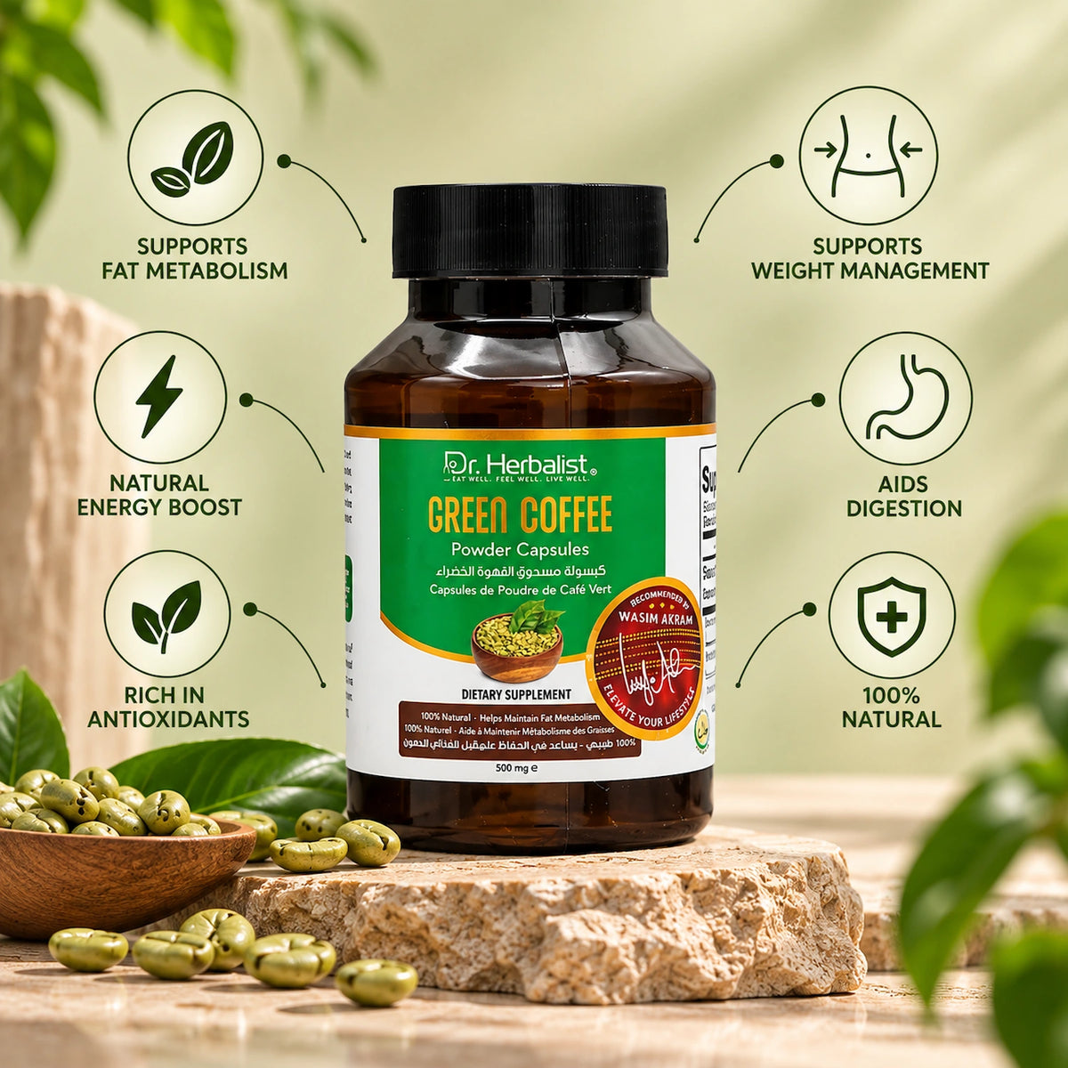 Dr. Herbalist Green Coffee Powder Capsules 500mg