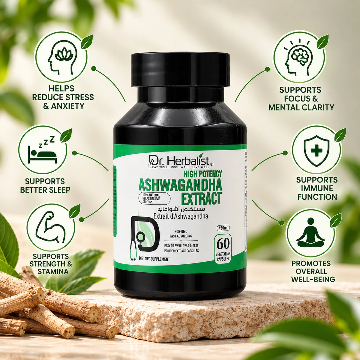 Dr. Herbalist High Potency Ashwagandha Powder Capsules