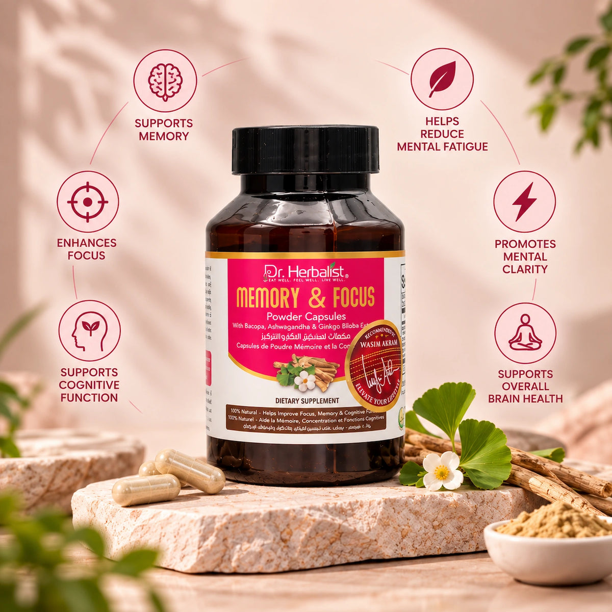 Dr. Herbalist Memory & Focus Powder Capsules 600mg