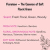 Floraison fragrance notes: fresh floral, green, woody scent with hawthorn, bamboo, gardenia, sandalwood