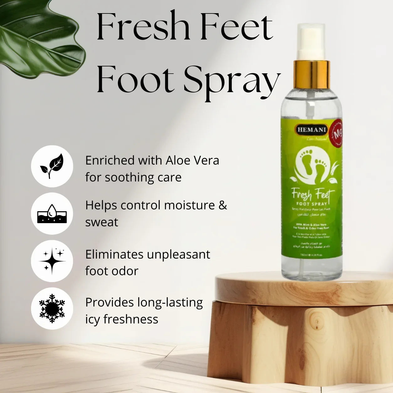 Fresh Feet Foot Spray with Aloe Vera for odor control & icy freshness, natural foot care