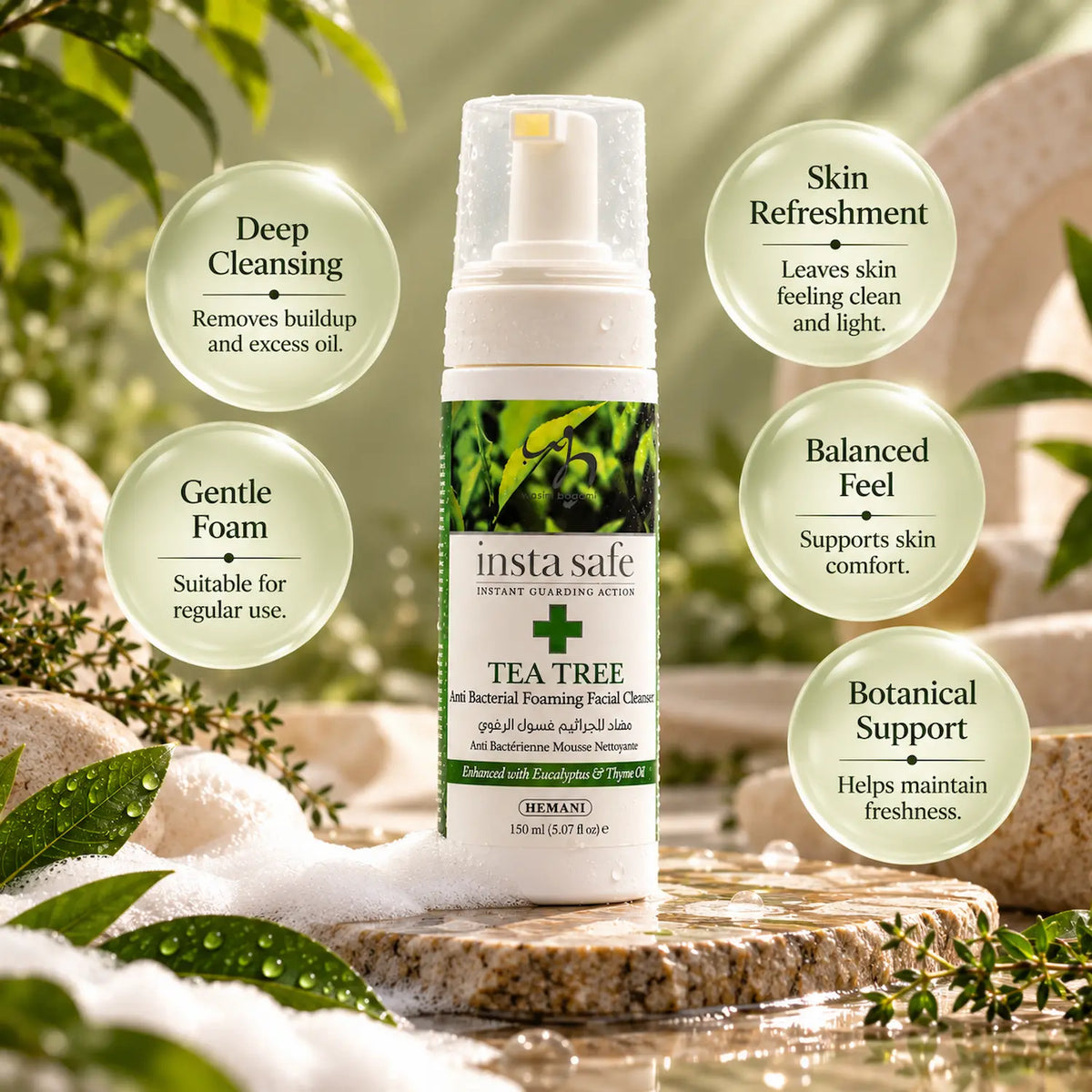 Insta Safe - Foaming Face Wash with Eucalyptus, Tea Tree & Thyme