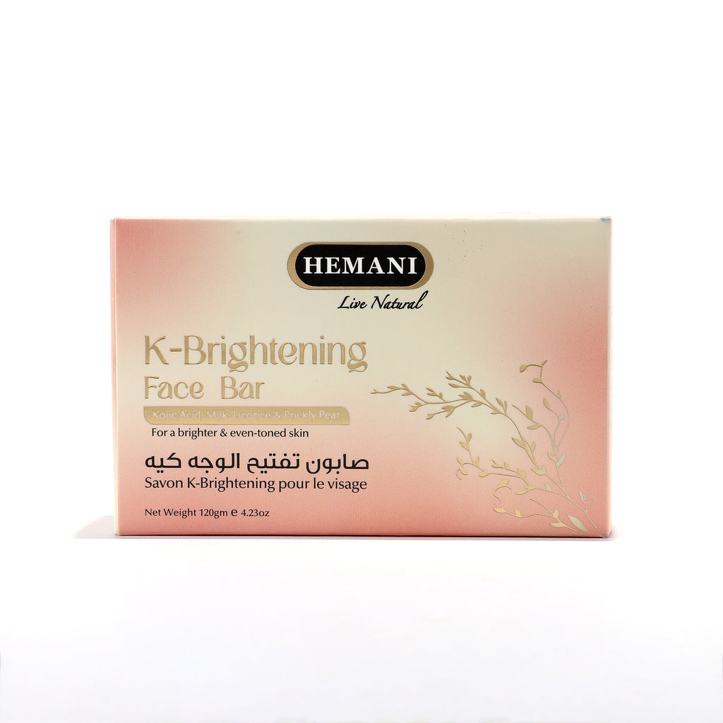 Hemani K-Brightening Face Bar for brighter even-toned skin with kojic acid, milk, licorice & prickly pear