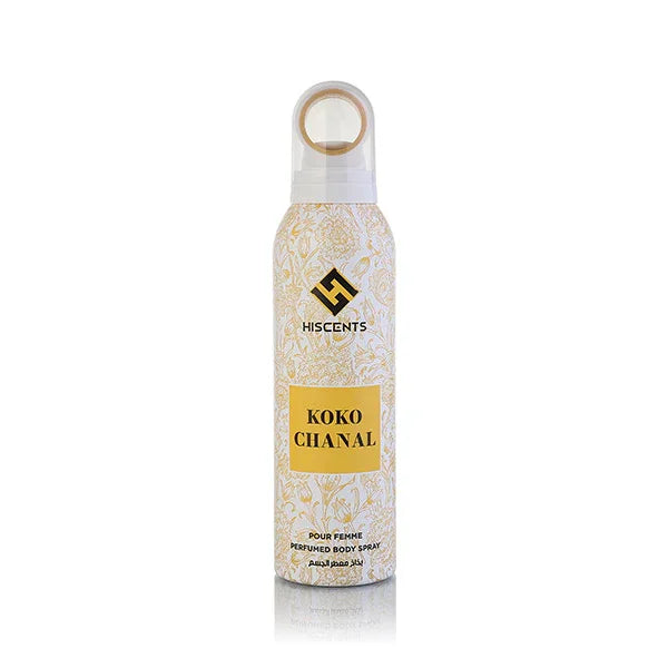 Koko Chanal perfumed body spray for women, floral design, Hiscents brand