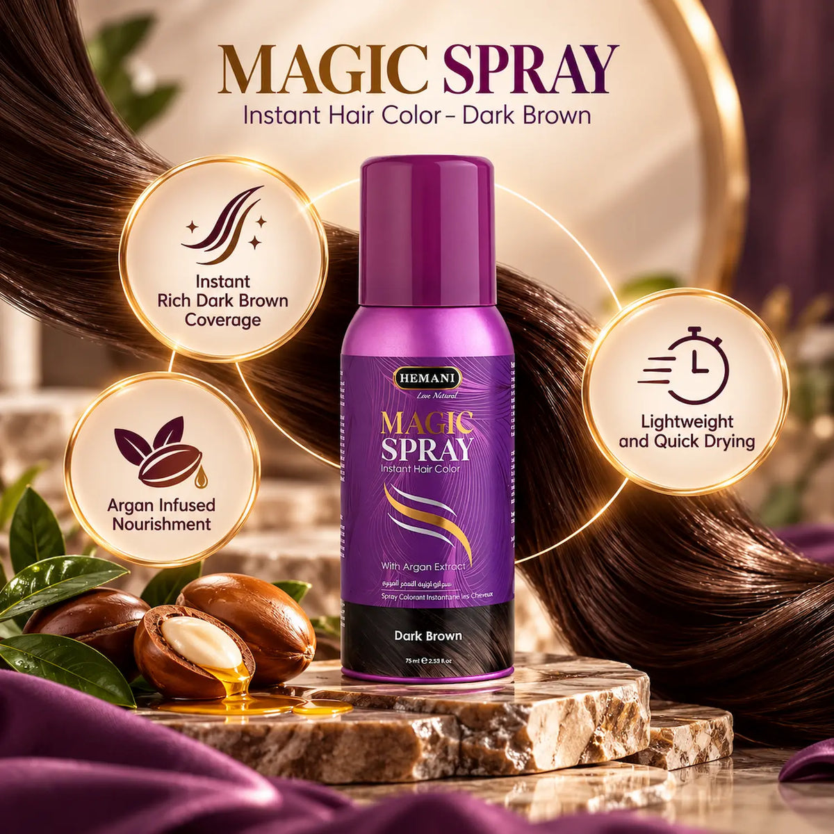 Magic Spray Instant Hair Color - Dark Brown