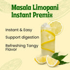 Masala Limopani Instant Premix drink with lemon slices, ice, and herbs for refreshing tangy flavor and digestion support