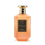 Mohenjo Pour Homme fragrance by Hemani, featuring a sleek orange bottle with gold accents and elegant label design.