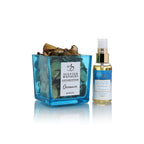 Oceanic scented potpourri diffuser set with blue glass bowl and spray bottle for home fragrance