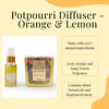 Orange & Lemon Potpourri Diffuser with natural botanicals and fragranced spray, zesty citrus scent for home ambiance