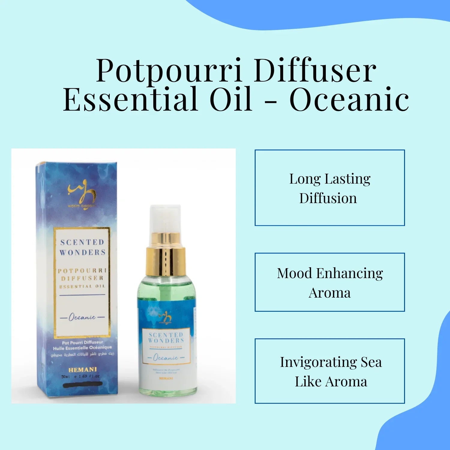 Oceanic potpourri diffuser essential oil with long-lasting mood-enhancing sea-like aroma