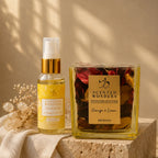 Scented Wonders Orange & Lemon potpourri diffuser set with spray bottle, dried flowers, and natural decor