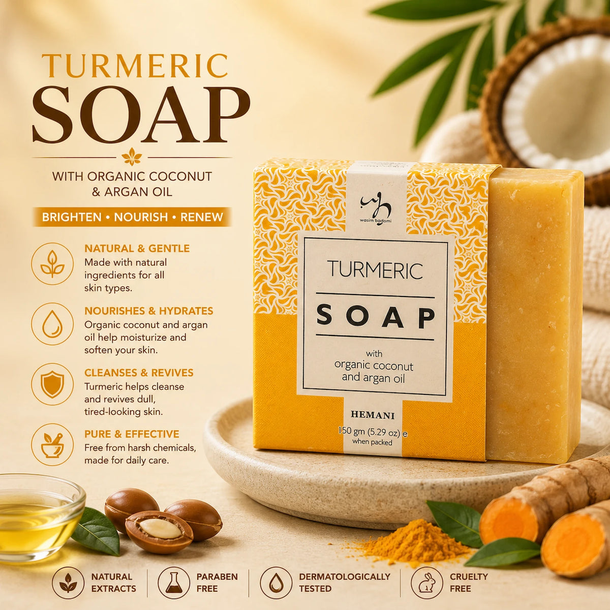 Soap with Organic Argan & Coconut Oil - Turmeric