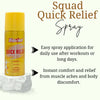 Squad Quick Relief Spray for muscle ache relief, easy spray application after workouts, natural ingredients