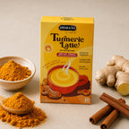 Hemani Turmeric Latte instant premix box with turmeric powder, ginger, and cinnamon sticks