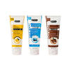 Three herbal face wash tubes: lemon oil control, sea minerals hydrating, and argan oil brightening for all skin types