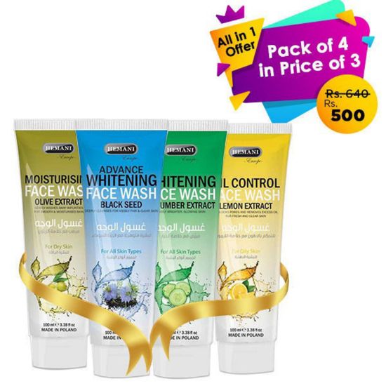 All in 1 pack of 4 in price of 3 (Face Wash)