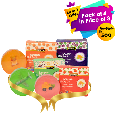 All in 1 pack of 4 in price of 3 (Kids Soaps)