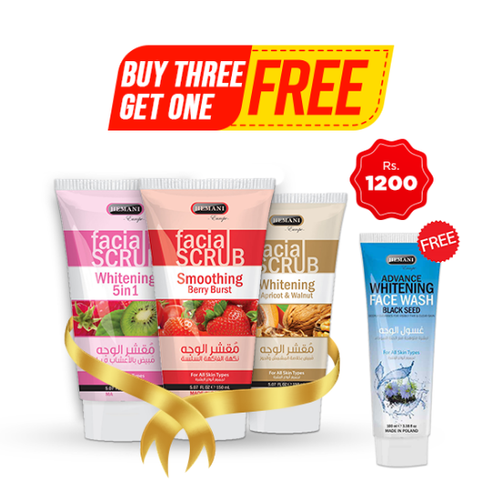 Buy 3 scrub and get 1 free face wash | WB by Hemani 