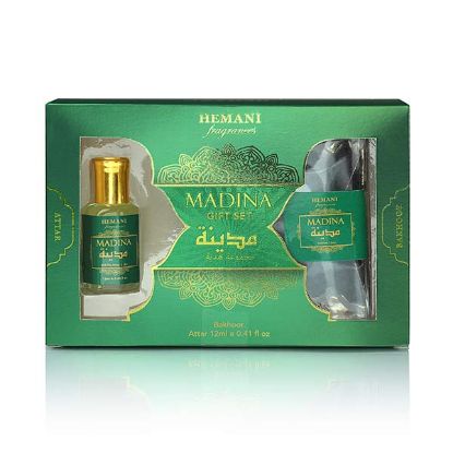 Madina Gift Set 2in1 - Attar & Bakhoor | Hemani Herbals	
