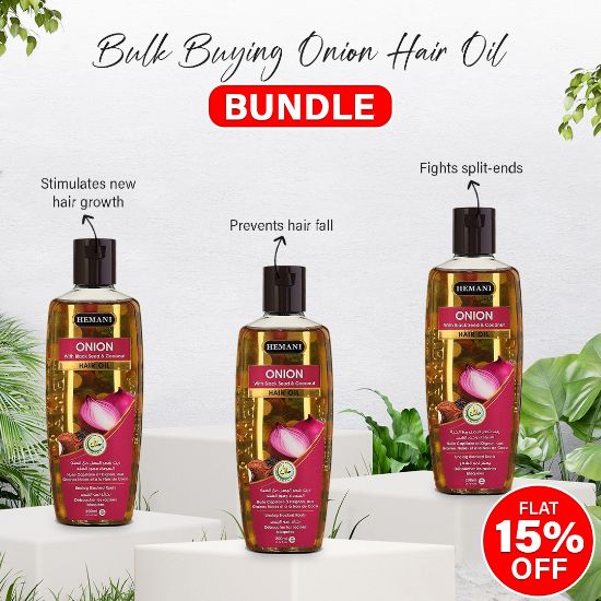 Pack of 3 Onion Hair Oil 200ml | Hemani Herbals 
