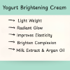 yogurt cream, brightening cream, skin brightening cream, face cream for glow, moisturizing cream, yogurt brightening cream for radiant skin, best cream for dark spots and uneven skin tone, natural yogurt face cream for glowing skin, hydrating and brightening facial cream, daily moisturizer with yogurt extracts