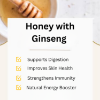 anti-bacterial, boost immunity, antioxidant, anti-inflammatory, improves memory, natural honey, pure honey, organic honey, herbal honey, honey with ginseng, ginseng Honey, natural ginseng honey for energy and vitality, premium ginseng infused honey for health, ginseng honey benefits for immunity and stamina