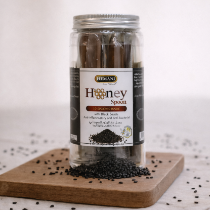 antibacterial, strong immunity, sweetener, improves memory, anti-inflammatory, antioxidant, natural honey, honey, honey spoon blackseed, blackseed honey spoon, natural honey with blackseed, honey spoon, buy honey spoon with blackseed online, natural blackseed honey spoon for immunity, pure honey infused with blackseed spoon pack, healthy honey blackseed blend for daily use, convenient blackseed honey spoon for wellness