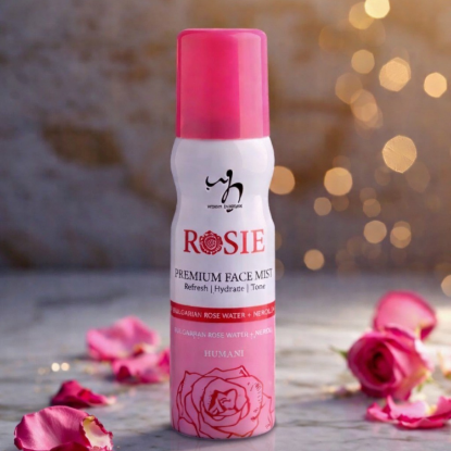 radiant glow, anti-aging, toned skin, rosie face mist, face mist, rose water, rose spray, rose water face mist, hydrating facial spray, face mist for glowing skin, premium face mist, natural face mist, wb by hemani face mist, refreshing face mist, dewy skin spray, hydrating mist spray